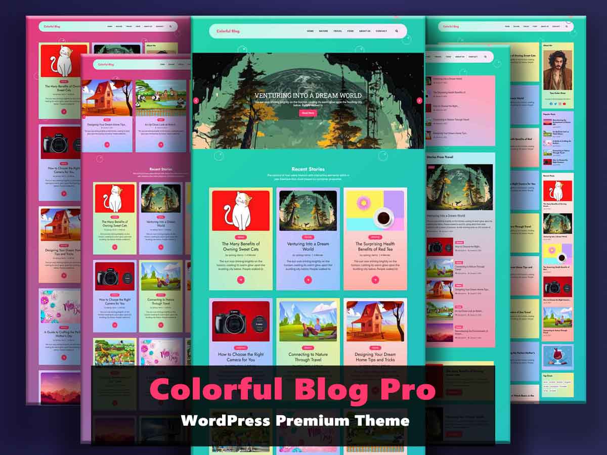 The Colorful blog pro WordPress theme is for bloggers and magazine websites